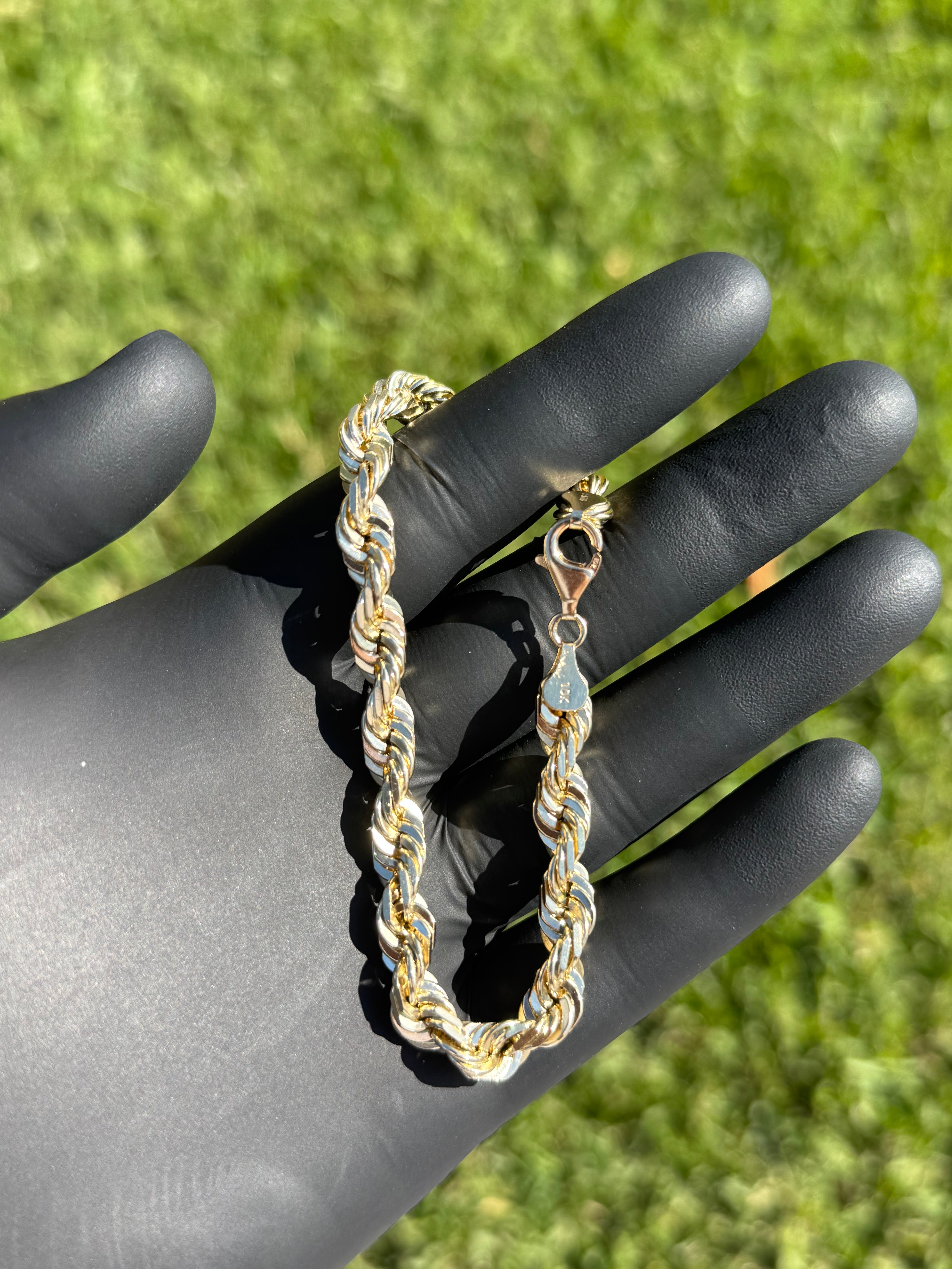 10k Solid 7mm Rope Bracelet