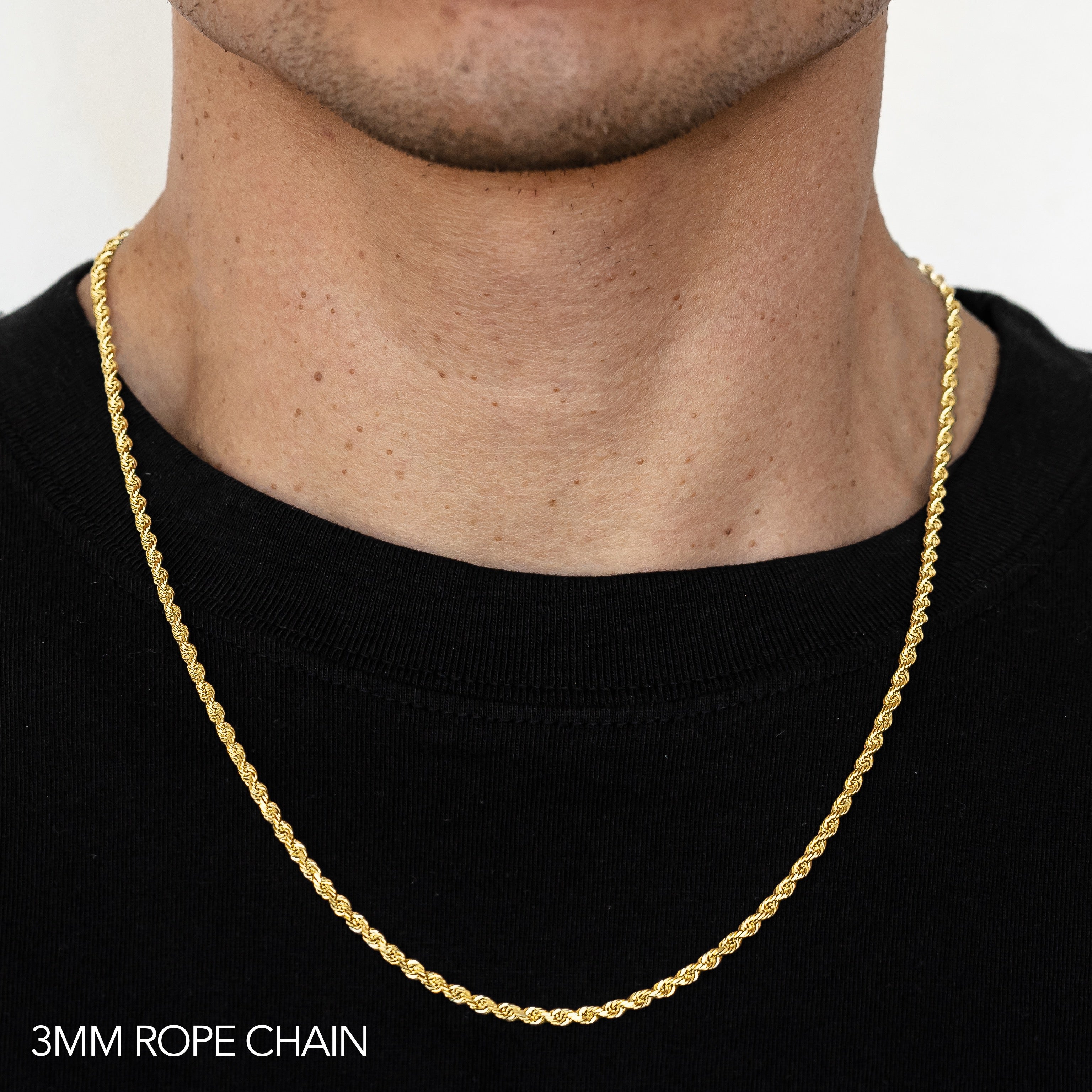 10k 3mm Solid Rope Chain