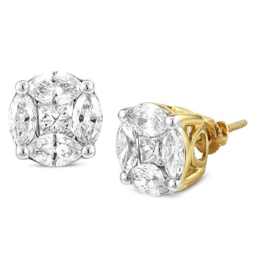 14k Pie Cut Diamond Earrings