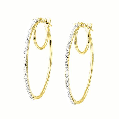 10k Oval Diamond Hoops