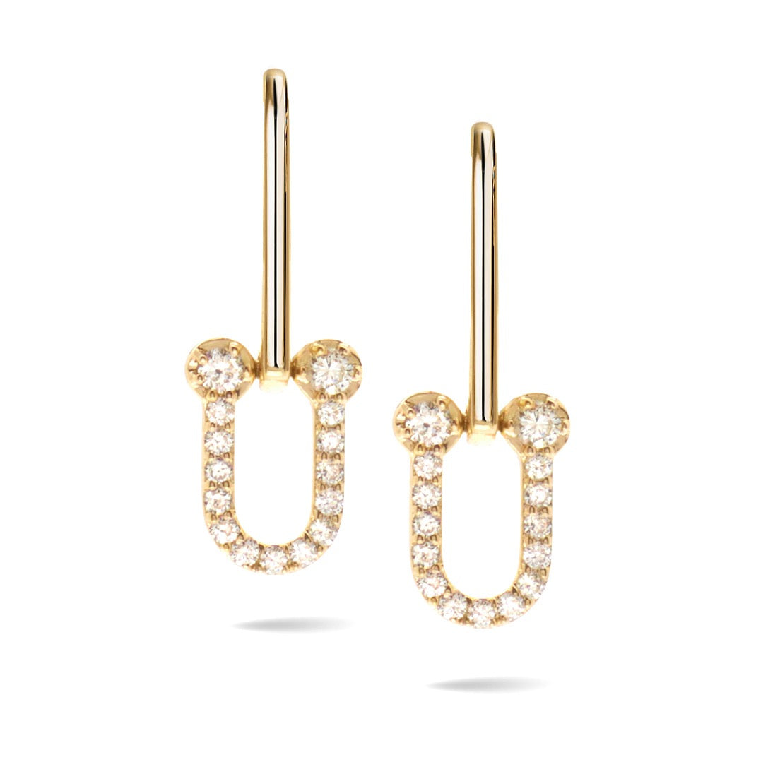 14k Diamond Dangling Horseshoe Earrings