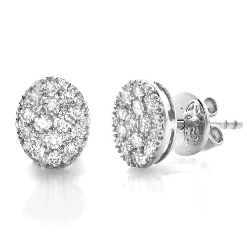 14k Diamond Oval Cluster Earrings