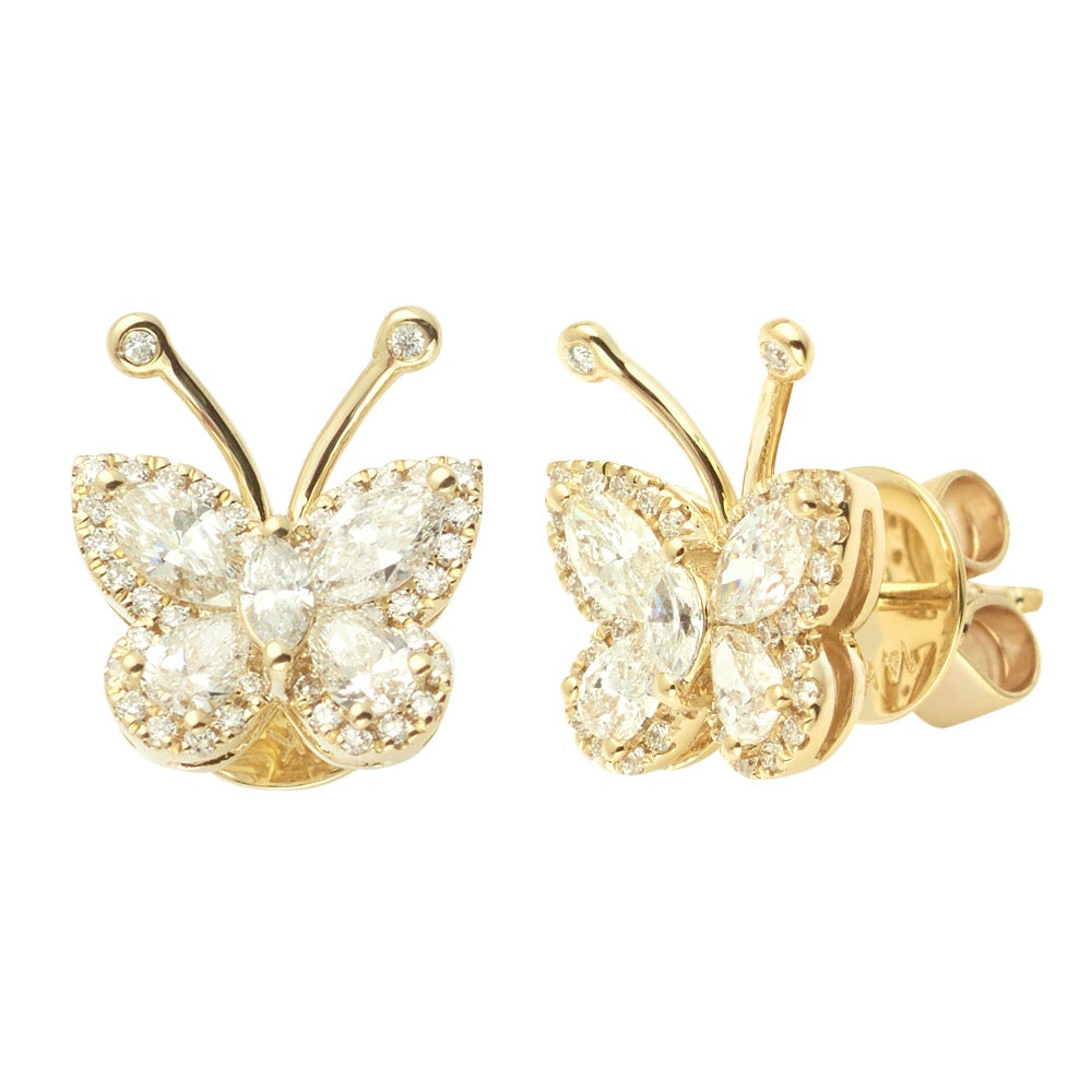 14k M.O.P Diamond Butterfly Earrings