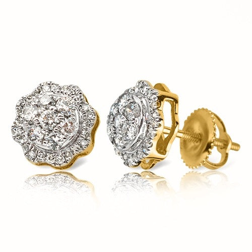 10k Round Dome Diamond Earrings