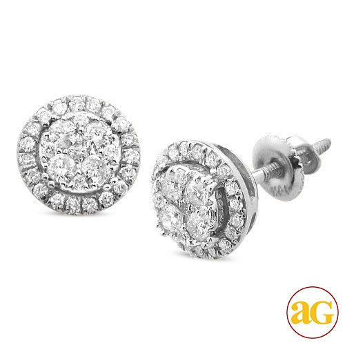 14k Round Cluster Diamond Earrings