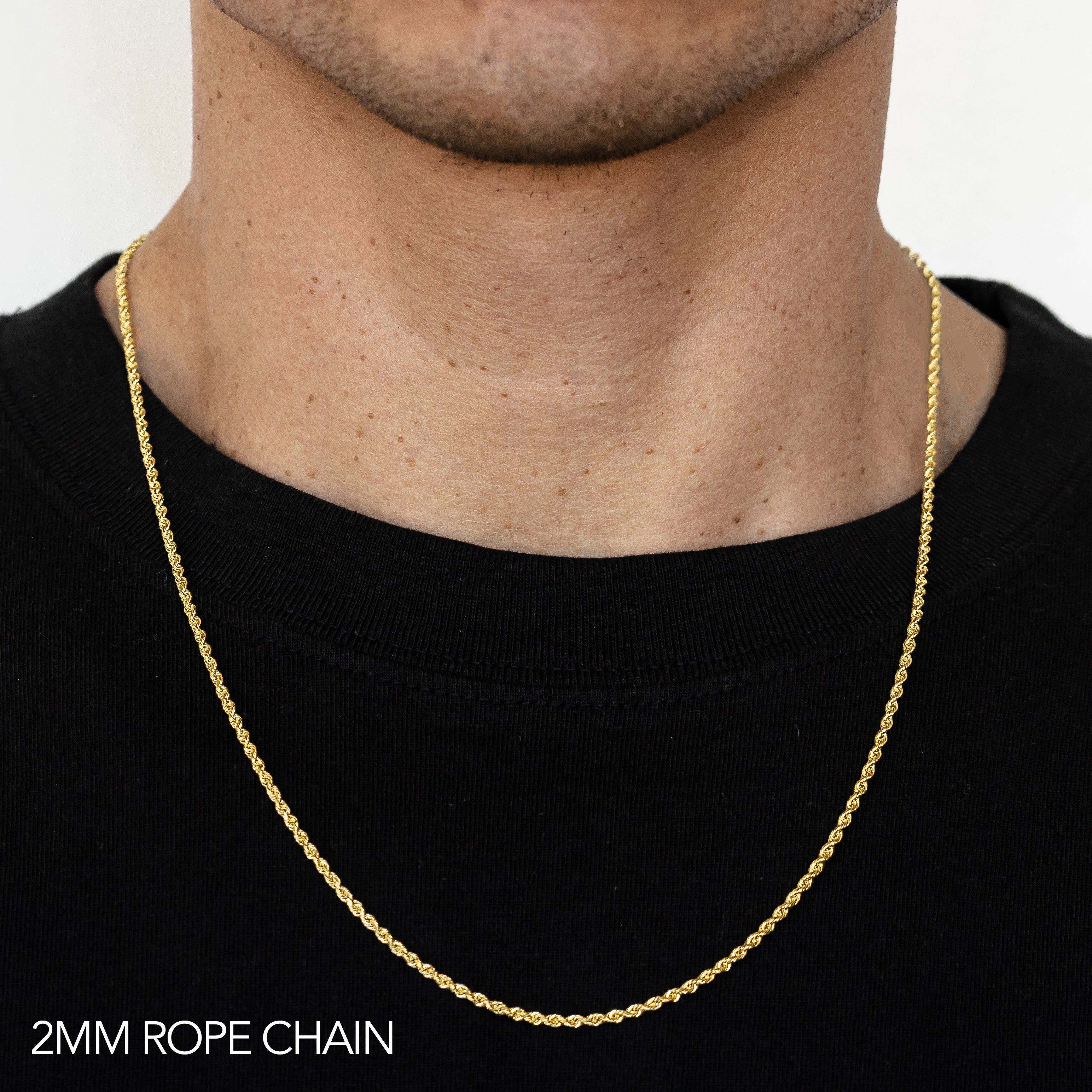 10k 2mm Solid Rope Chain