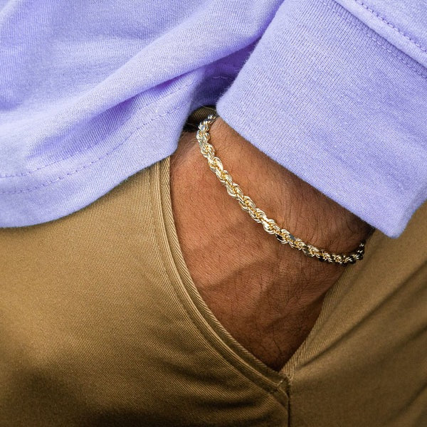 10k 4mm Solid Rope Bracelet