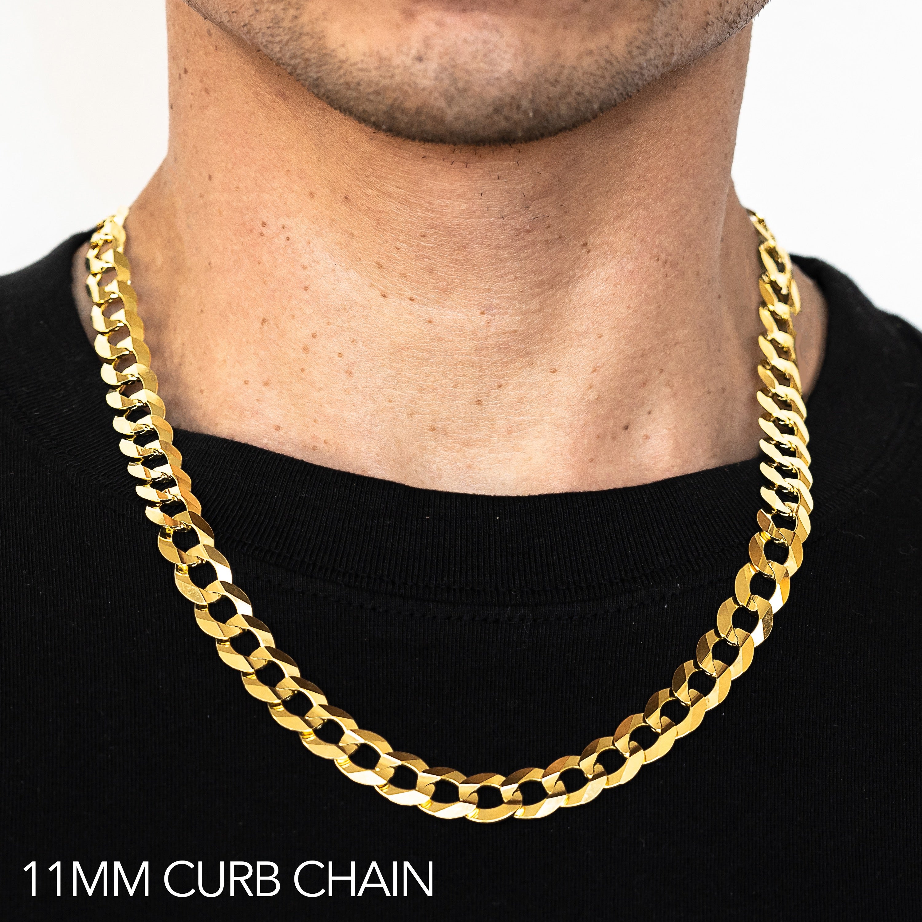 10k 11mm Solid Curb Link Chain