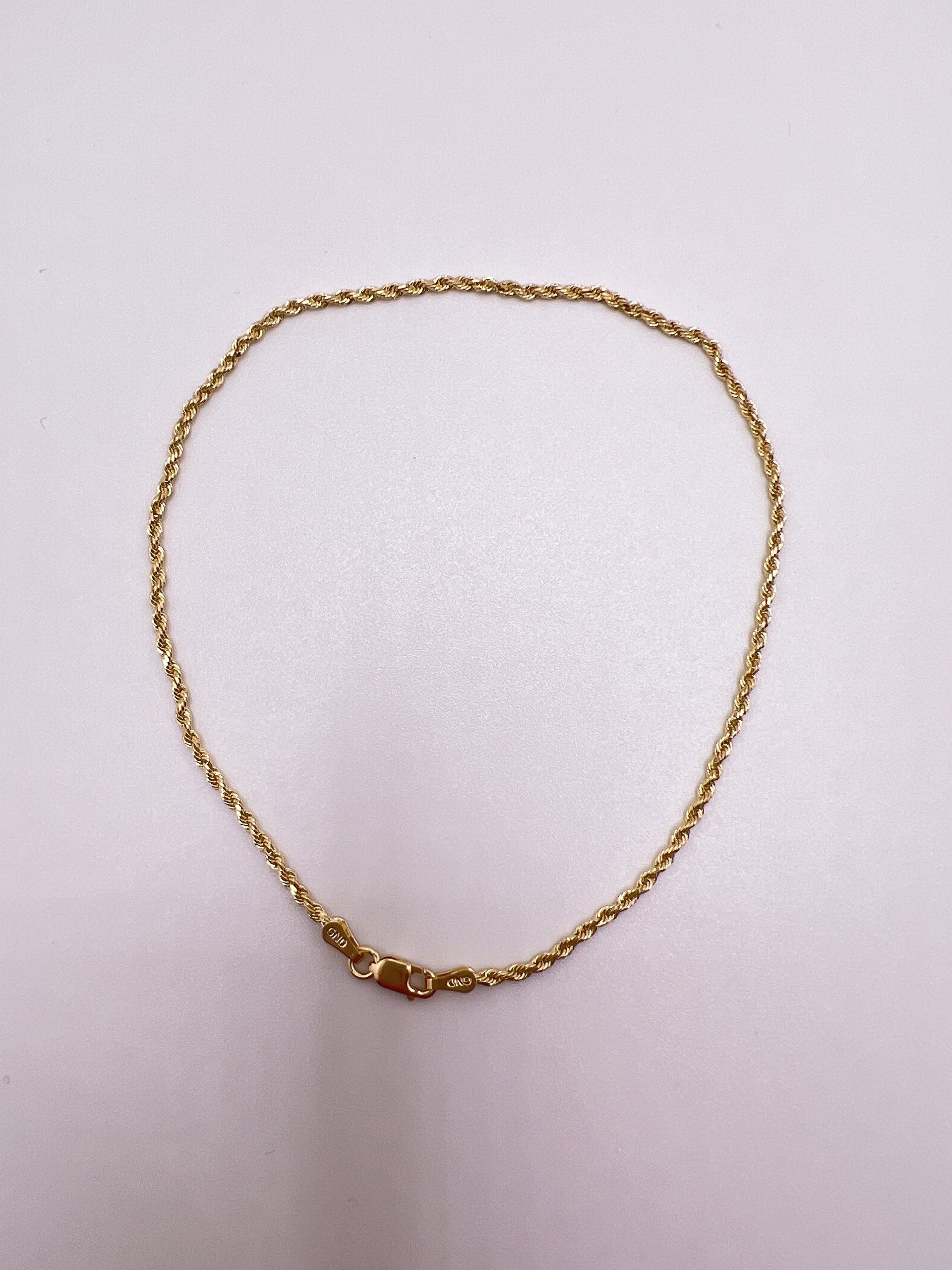 10kt 1.5mm Rope Bracelet