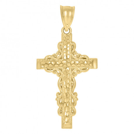 10k Fancy Nugget Cross Pendant