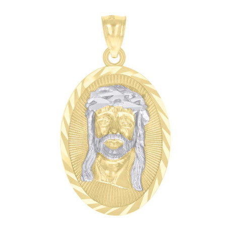 10k Jesus Oval Pendant