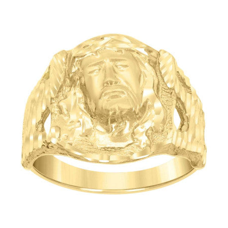 10k Wide Jesus Head Ring