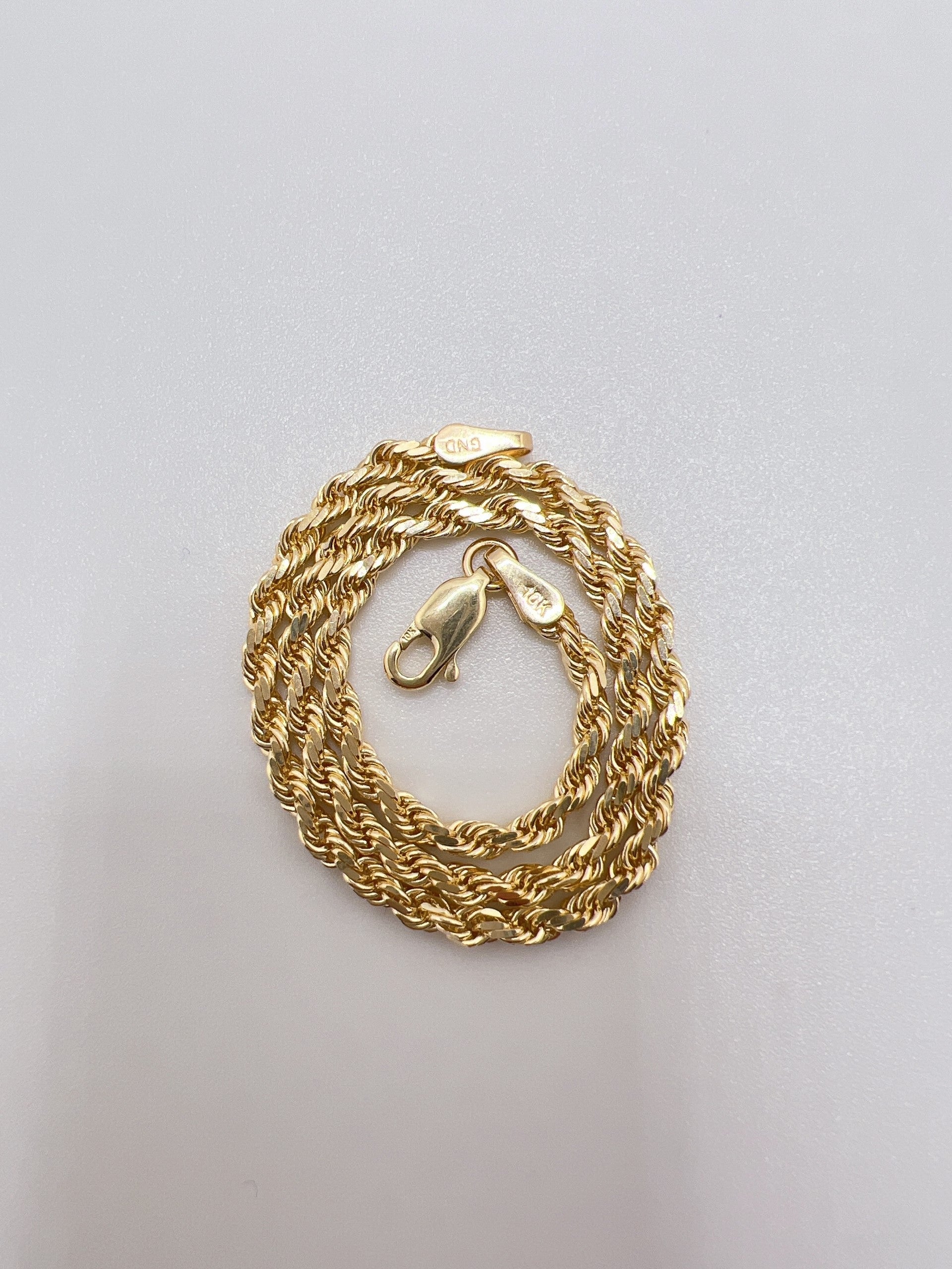 10kt 3mm Rope Bracelet