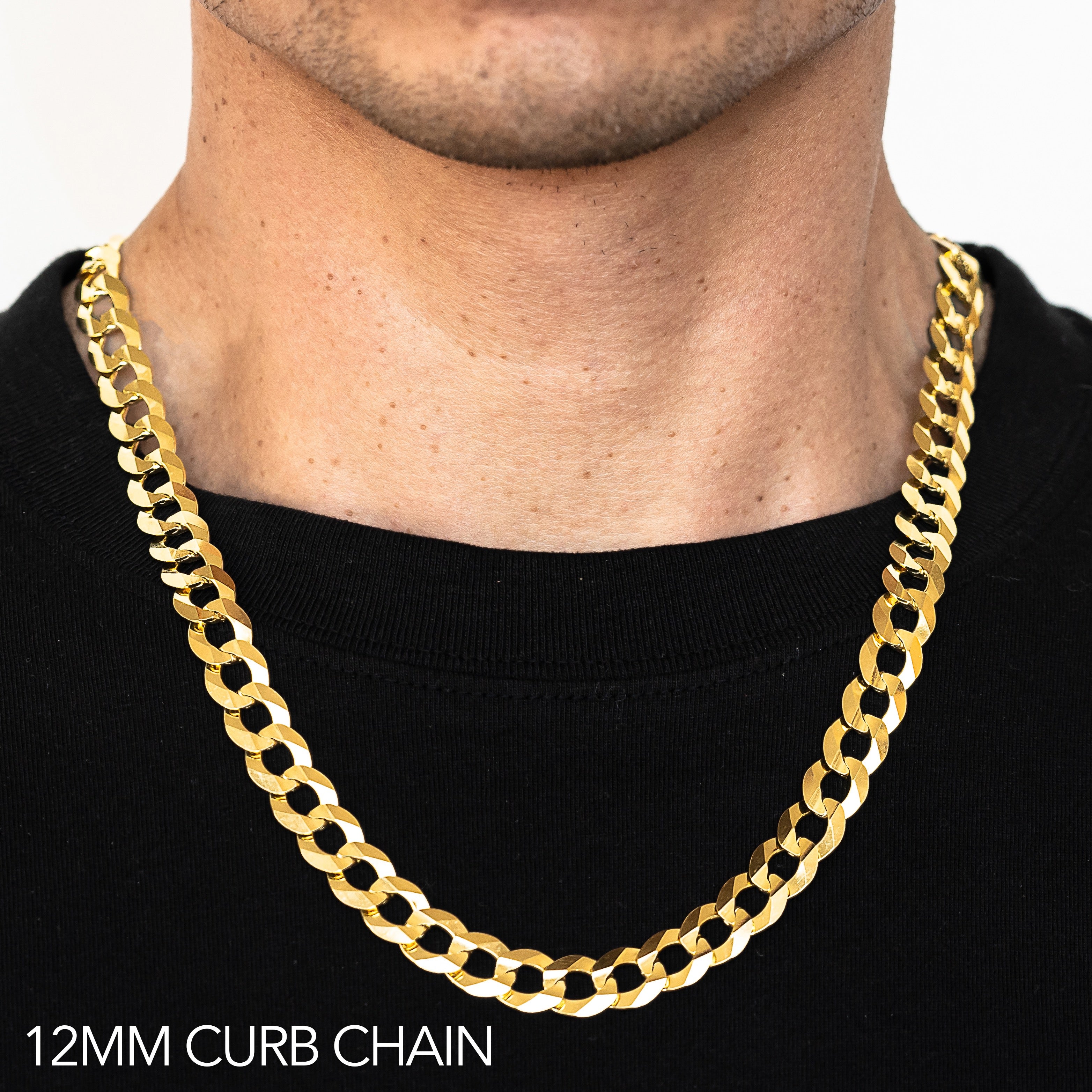 10k 12mm Solid Curb Link Chain
